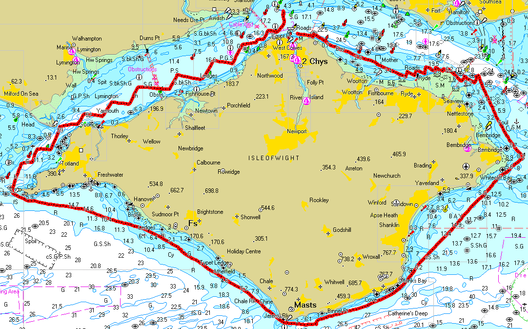 GPS track of the 2008 Round the Island race