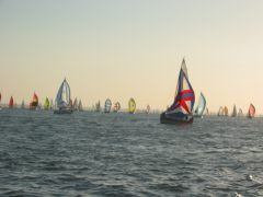 2010 Round the Island race, view from One More Knot at the head of her start fleet