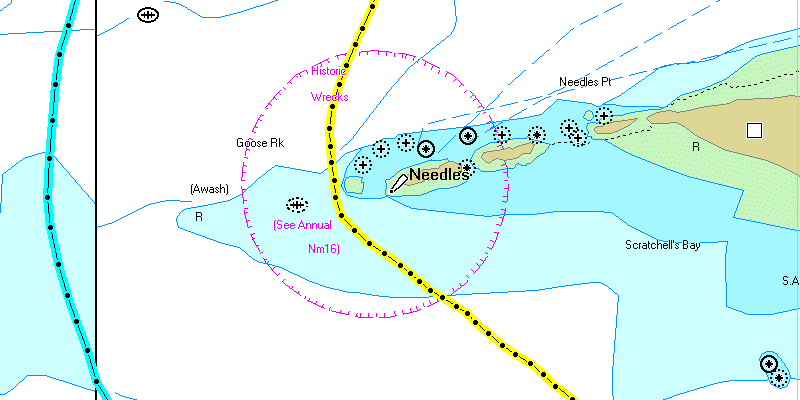 One More Knot's and Rhapsody's GPS plot at the needles