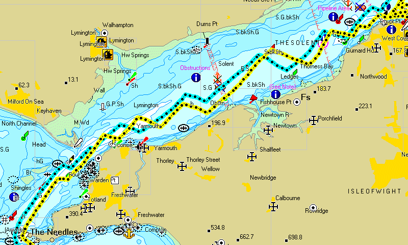 One More Knot's and Rhapsody's GPS plot to the Needles