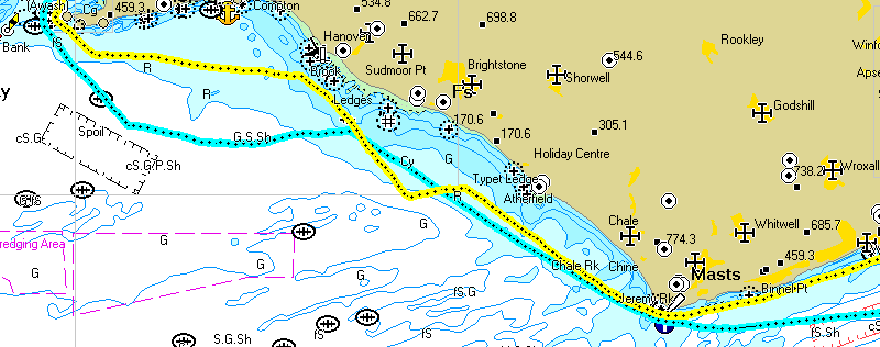 One More Knot's and Rhapsody's GPS plot on the way to St Cats lighthouse